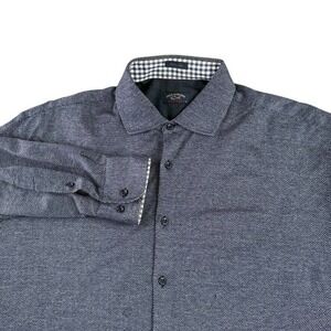 Paul Shark Shirt Mens 44 Yachting Herringbone Flip Cuff Royal Button Front Italy